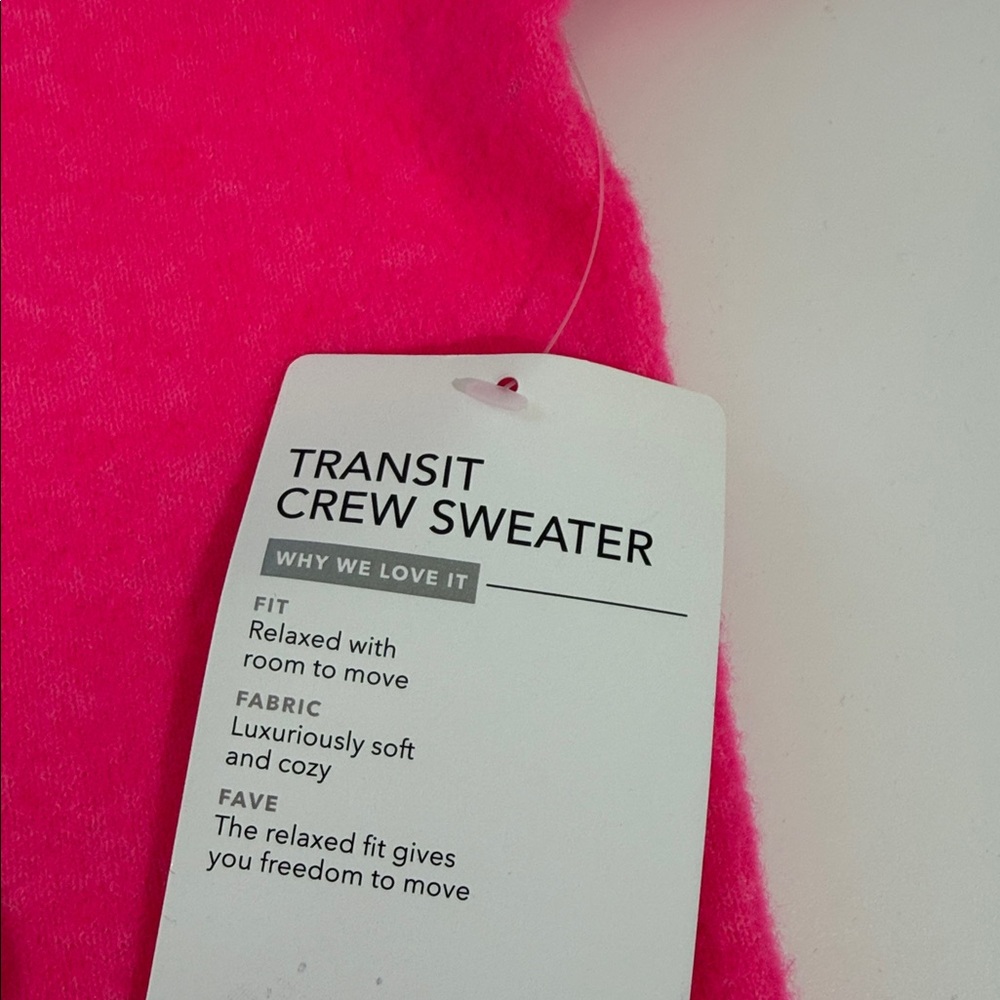 NWT Athleta Transit Crew Sweater Size S Bright Neon Pink Wool Blend - Picture 6 of 13